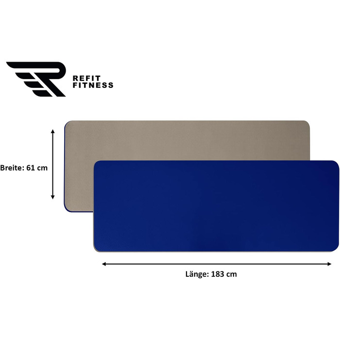 Килимок для йоги Perfect-Fit 190 x 60 x 0,6 см [GeckoGrip & Sensi-Plus TPE] - Нековзний, без шкідливих речовин + ремінь для перенесення - Спортивний килимок для гімнастики, фітнесу. Виберіть колір: блакитний, бежевий