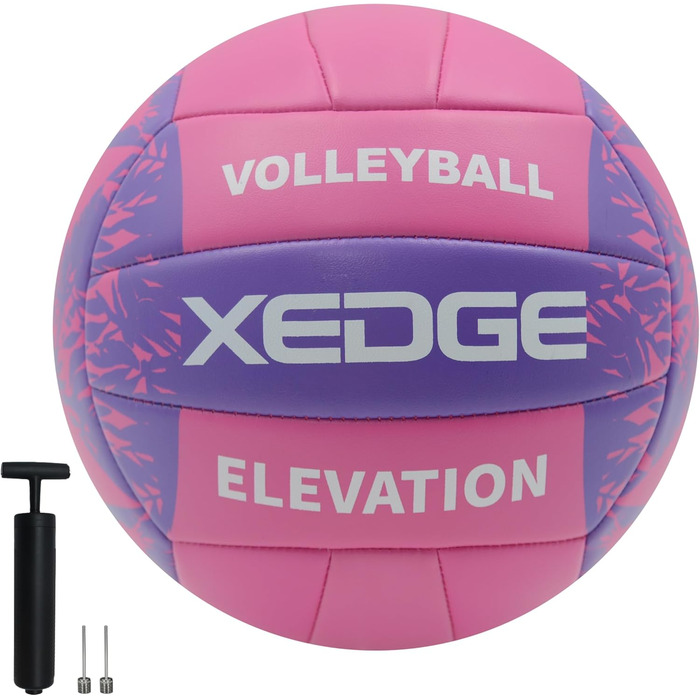 Волейбольний м'яч XEDGE, розмір 5, офіційний для тренувань в залі/на вулиці, пляж, трава, майданчик. Рожевий/фіолетовий