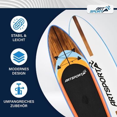 Набір для SUP-бордингу ArtSport надувний 320 см, до 150 кг: весло, насос, ліш, сумка та аксесуари - SUP Board Beach Rocker (біло-кольоровий)