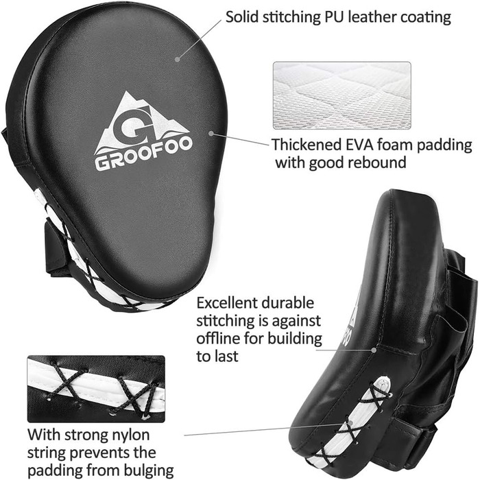 Набір рукавичок для спарингу Groofoo PU з подвійним шаром, чорні. Підходять для боксу, кікбоксингу, MMA, муай-тай, карате, таеквондо. Для дітей та дорослих.