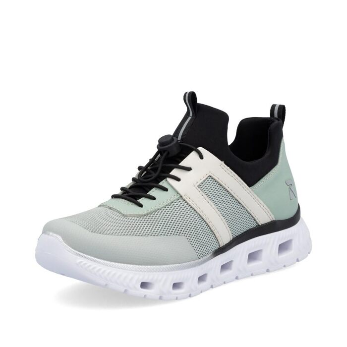 Rieker M6061: Жіночі сліпони-кеди зелені комбіновані, 38 EU - зручне взуття Rieker