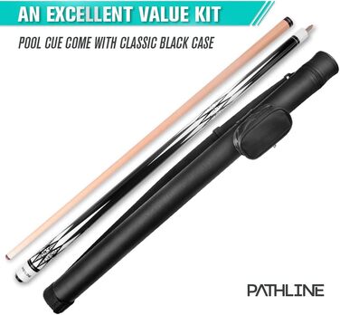 Набір для більярду Pathline PLN Billardqueue-Set, 147,3 см, канадський клен, кейс, білий/зелений