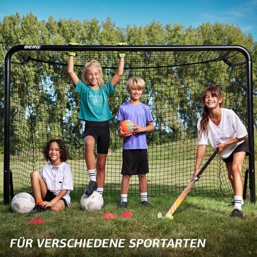 Футбольні ворота BERG SportsGoal для саду та тренувань, металеві стійкі ворота з прецизійною сіткою, всепогодні, для дітей та дорослих, розмір S (180x120 см)