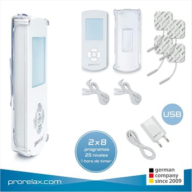 Prorelax TENS/EMS Duo Comfort: електростимулятор для зняття болю та м'язового масажу | 2 терапії в одному пристрої | Великий дисплей