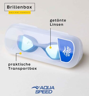 Окуляри для плавання Aqua Speed Riptide 10 для дорослих, дзеркальні, антифог, UV-захист, силіконова стрічка, ультрашвидке кріплення, мікрофіброва серветка, сині