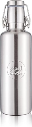 Пляшка для води Soulbottles Steel Light 0,75 л срібляста, з нержавіючої сталі, екологічна, без пластику, герметична