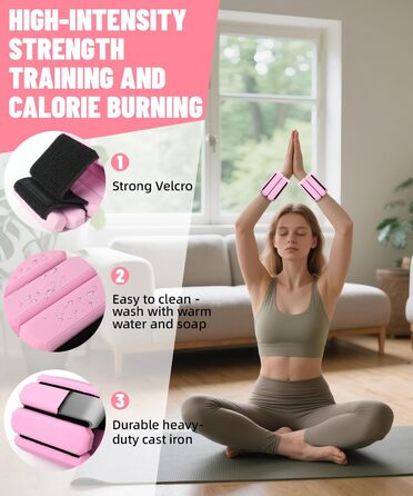 Регульовані вантажні манжети на зап'ястя (2 шт, по 0,45 кг) для йоги, танців, пілатесу, кардіо, аеробіки, ходьби - зелений (рожевий)