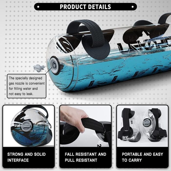 Водяна сумка MuscleForge Aquabag 15-30 кг для фітнесу, кросфіту та силових тренувань, регульована вага, водяний мішок для стабілізації