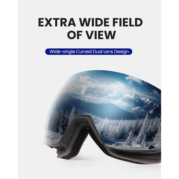 Гірськолижні окуляри OutdoorMaster Ultra з лінзами ZEISS, магнітні змінні лінзи (Срібляста 17% + Прозора), протизапотівання, OTG для сноуборду