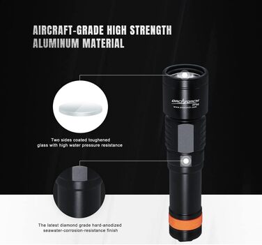 Ліхтар під водою Orcatorch D700: 1700 люмен, глибина до 150 м, акумулятор 21700