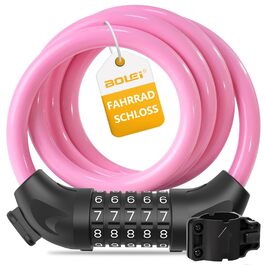 Замки для велосипеда з кодом 12 мм/120 см, кабельний замок від крадіжок з 5-значним кодом, вологостійкий замок-кабель для велосипеда, електровелосипеда, дитячої коляски, драбини (Чорний) (Рожевий)