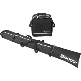 Чохол для лиж MOPHOEXII MOOCY: містка сумка для подорожей, підходить для лиж до 200 см, чорний з зеленим кантом