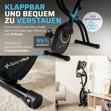 Складний велотренажер SportPlus для дому - тихий Hometrainer, компактний Indoor Bike з сумісністю з App
