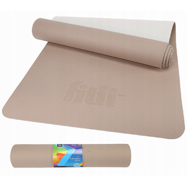 Фітнес-килимок Fitli протиковзкий, бежевий, TPE, 183x61 см