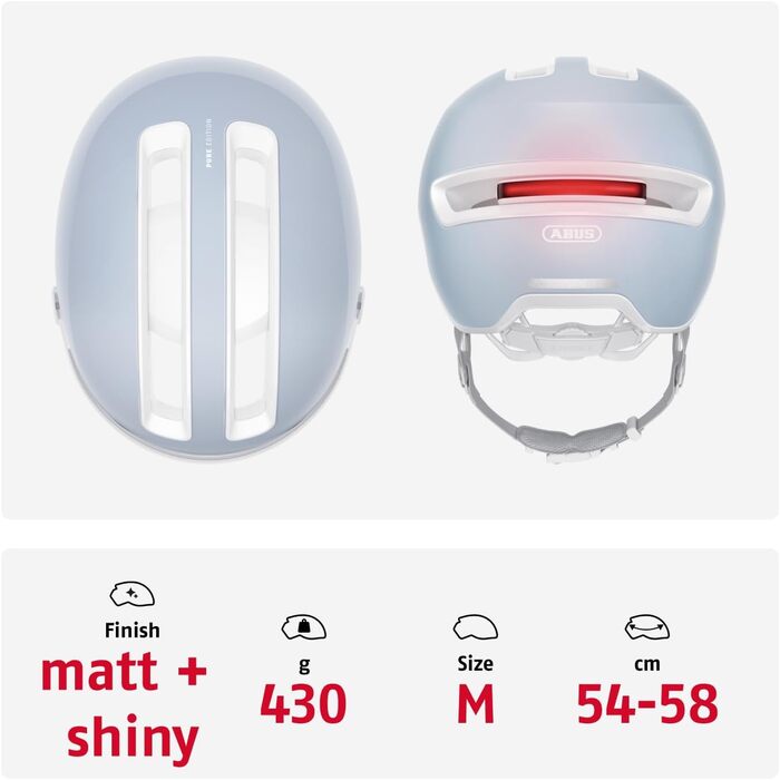 ABUS Stadthelm HUD-Y ACE – стильний велосипедний шолом з візором і магнітним LED-ліхтарем, що заряджається – для жінок і чоловіків