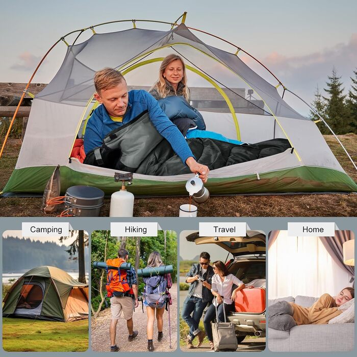 Спальний мішок Yarmiene 3-4 сезони, для дорослих та дітей, чорний+сірий