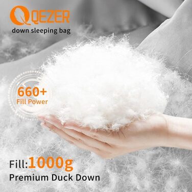 Сплячий мішок QEZER 820г Ultraleicht, 660FP, 8°C ~ 2°C для дітей та дорослих, 3 сезони, кемпінг, трекінг, Outdoor (Kaffee -3°C)