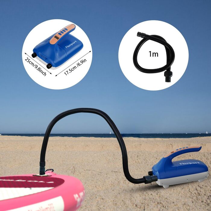 Насос електричний SUP 20 PSI 12V з LCD дисплеєм для дощок, каяків, матраців (Синій)