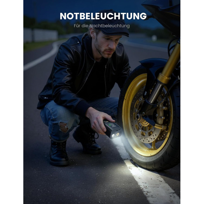 Електрична повітряна помпа Lamicall для велосипеда, авто, мотоцикла та м'ячів - 150PSI, з LED-ліхтариком (оновлена)