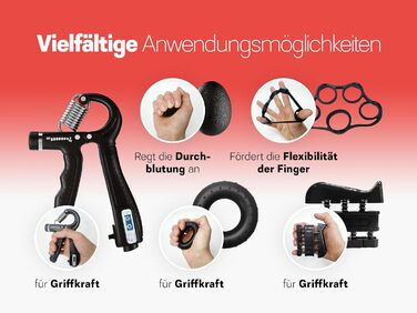 Набір для тренування кисті рук - 5 шт. (гумовий, кільцевий, м'ячик) з сумкою - тренажер хвата - опір 5-60 кг