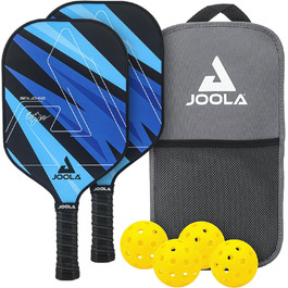 Набір для піклболу JOOLA Blue Lightning: 2 ракетки, 4 м'ячі, сумка, 7 предметів, синій, ідеально для відпочинку