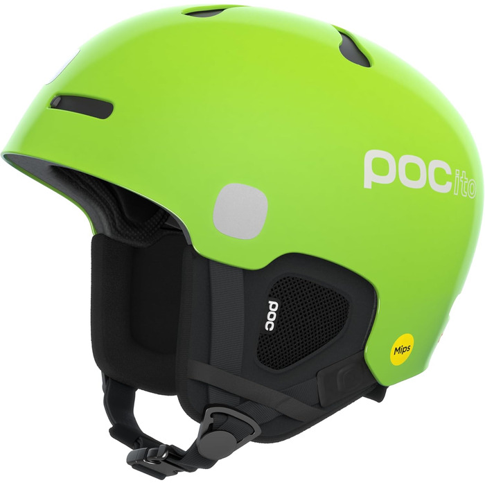 Дитячий лижний шолом POCito Auric Cut MIPS з LED, легкий, регульований, флуоресцентний жовто-зелений, розмір M-L (55-58 см), захист MIPS, вентиляція