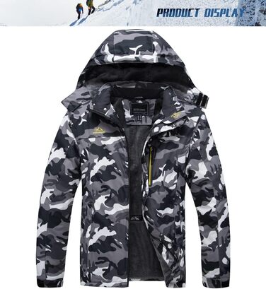 TACVASEN чоловіча тепла зимова куртка, водонепроникна функціональна куртка з капюшоном, армійний зелений (3XL, чорний камуфляж)