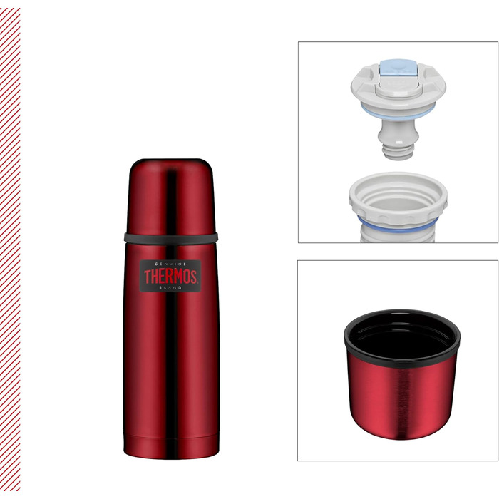 Термос із нержавіючої сталі Thermos Light & Compact 0,35 л, червоний, із чашкою, зберігає тепло 12 годин, холод 24 години, герметичний, BPA Free, можна мити в посудомийці