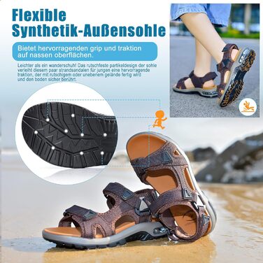 Сандалі дитячі Visionreast для хлопчиків, пляжні, спортивні, трекінгові, з амортизуючою підошвою, протиковзкі, літні, для прогулянок, коричневі, 28 EU