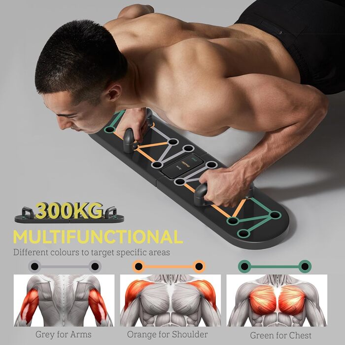 Складне тренажерне дошка Sportnow Push Up Board 11-в-1 з антиковзкими подушками для рук, плечей та грудей (чорний)