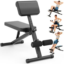 Регульована лава для тренувань Leikefitness 5812 - складана лава для дому, чорна