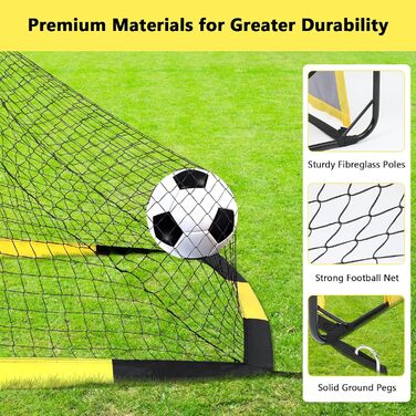 Ворота для футболу MoKo для саду, 150x120 см, сітка з мішенню, портативне обладнання для тренувань дітей, чорно-жовтий, 4*3 фути