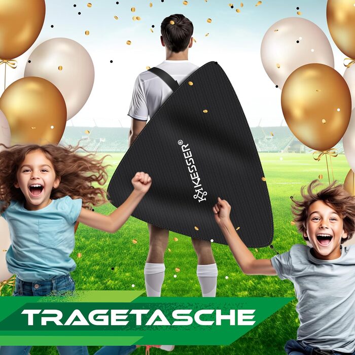 Ворота для футболу KESSER® 2 шт. | Чудовий подарунок для дітей, для гри в приміщенні та на вулиці. В комплекті: конуси, мішень, спортивна сумка, насос для м'яча (блакитний)