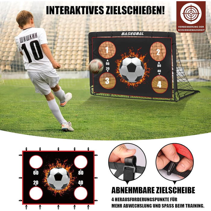 Дитячі футбольні ворота Klappbares Fußballtor 120x90 см та 150x120 см з мішком для транспортування та анкерами для кріплення - для саду, пляжу