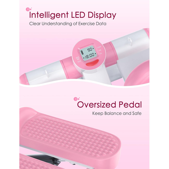 Міні-степер KitGody для тренувань: компактний, з опором, рожевий | Для дому