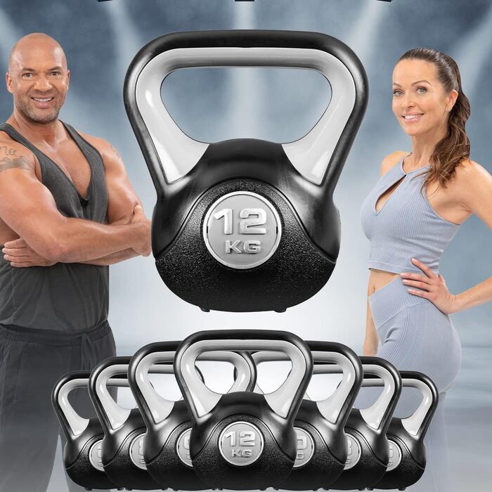 Гиря Miweba Sports KB200 4-12 кг для фітнесу та силових тренувань, безпечна для підлоги, для занять у приміщенні та на вулиці