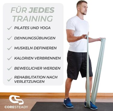 Гімнастичні еспандери Coresteady для чоловіків і жінок, набір 5 шт., 1,3 м – фітнес-гумки для силових тренувань, пілатесу, йоги та реабілітації, без відскоку, з інструкцією