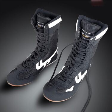 Боксерські кросівки для чоловіків та жінок, унісекс. Кросівки для боротьби та інших видів єдиноборств. Дихаючі, високі, чорні, розмір 37 EU