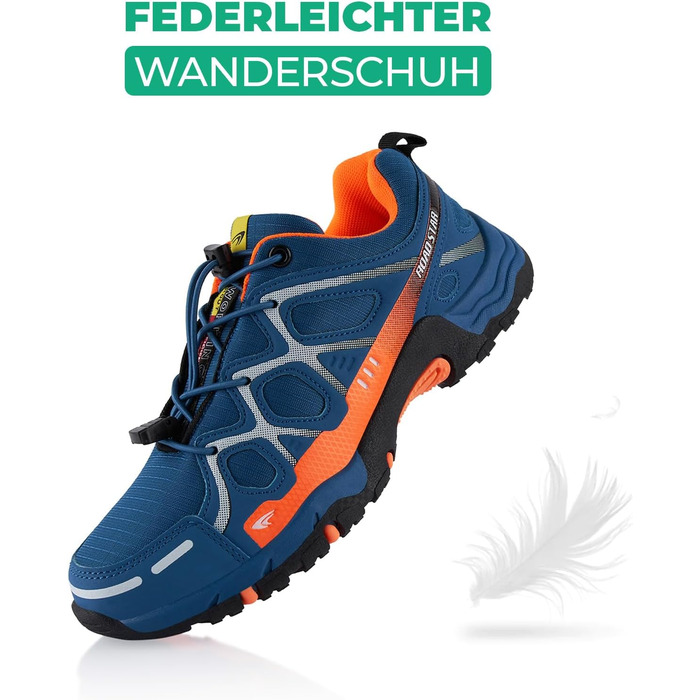 Трекінгові черевики Fusskleidung для жінок та чоловіків, дихаючі похідні кросівки для піших прогулянок, синьо-помаранчеві, розмір 41 EU