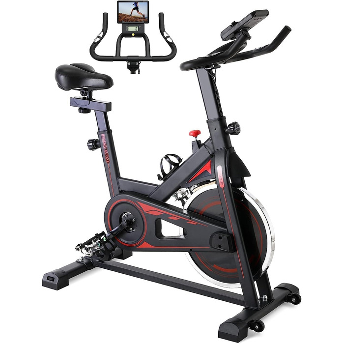 Велотренажер Heimtrainer для дому, до 150 кг, 10 кг маховик, LCD-дисплей, тримач для iPad та пляшки, фітнес велосипед для кардіо-тренувань