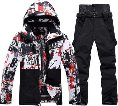 WOWULOVELY Зимовий комбінезон для чоловіків. Водонепроникний, вітронепроникний комплект куртки та штанів. Утеплений сноуборд/лижний костюм. Колір: зелений (229), розмір L, чорний (#E)