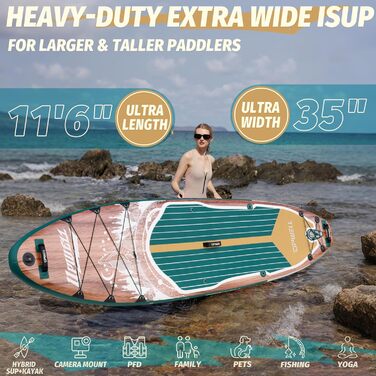 SUP-дошка Upwell 350x89 см, надувна, з сидінням, 2+1, для дорослих та підлітків, Sequoia Green - комплект з рюкзаком, веслом, лішем та помпою