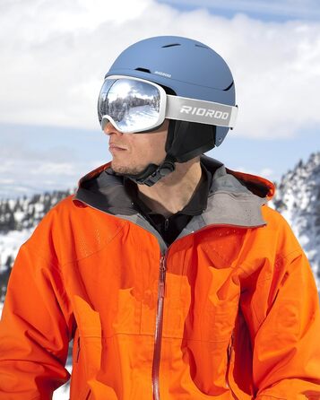 Шолом для сноуборду та лиж чоловічий/підлітковий, регульований розмір, флусові навушники, вентиляційна система, сумісний з маскою (Sky Blue, M)