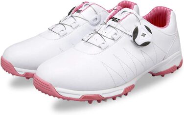 Жіночі гольф-туфлі PGM з антиковзким покриттям та шипами, водонепроникні, білі з мереживом (36 EU, рожеві з мереживом)
