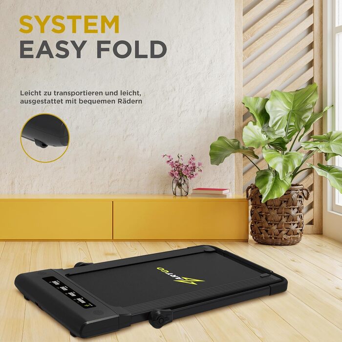 Електричний біговий тренажер ArtGo GIOTTO 2-в-1 з App KINOMAP/ZWIFT/BITGYM, Bluetooth, 6 програм, 1.5 PS (3 HP пік), легкий, компактний, білий/чорний