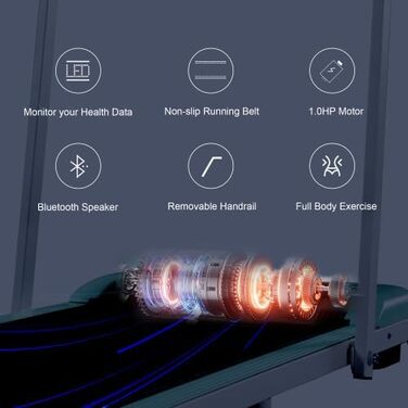 Бігова доріжка SogesHome 2 в 1 для дому, Walking Pad, фітнес-тренажер із пультом, 1-6 км/год, LED-дисплей, Bluetooth-динамік, зелена