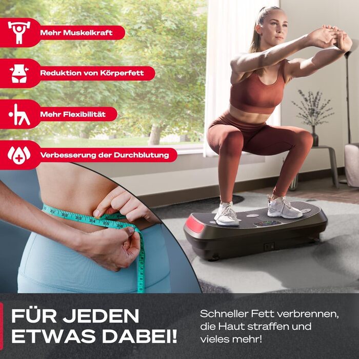 Платформа для вібрацій Sportstech 4D VP400 з LED, тренувальні стрічки та мотузки, для дому, до 120 кг, чорний