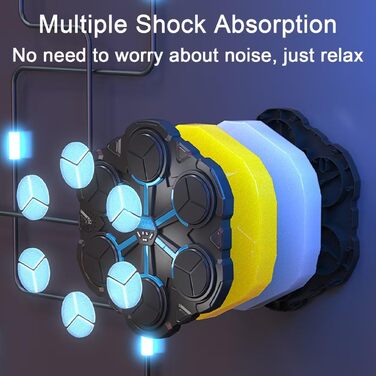 Музична боксерська машина Toyone: розумна, настінна, зі світлодіодами, 3 режими швидкості, підрахунок ударів, для дітей та дорослих, чорно-синя