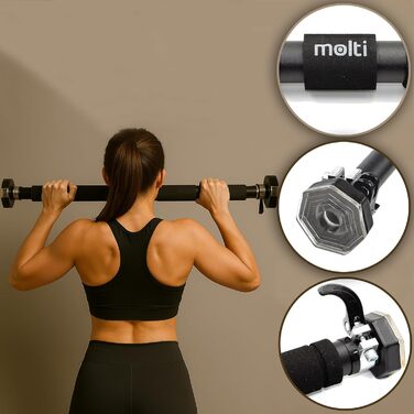 Кімнатна турнік Klimmzugstange для дверного прорізу, регульований 63–100 см, монтаж без свердління, нековзкі ручки, витримує до 100 кг