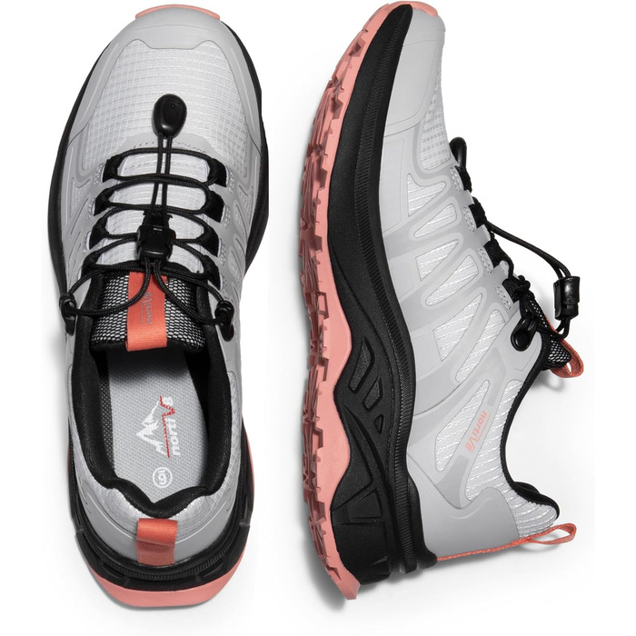 Жіночі трекінгові черевики NORTIV 8 з швидкою шнурівкою - легкі туристичні черевики для кемпінгу та відпочинку (37 EU, сірий, рожевий)